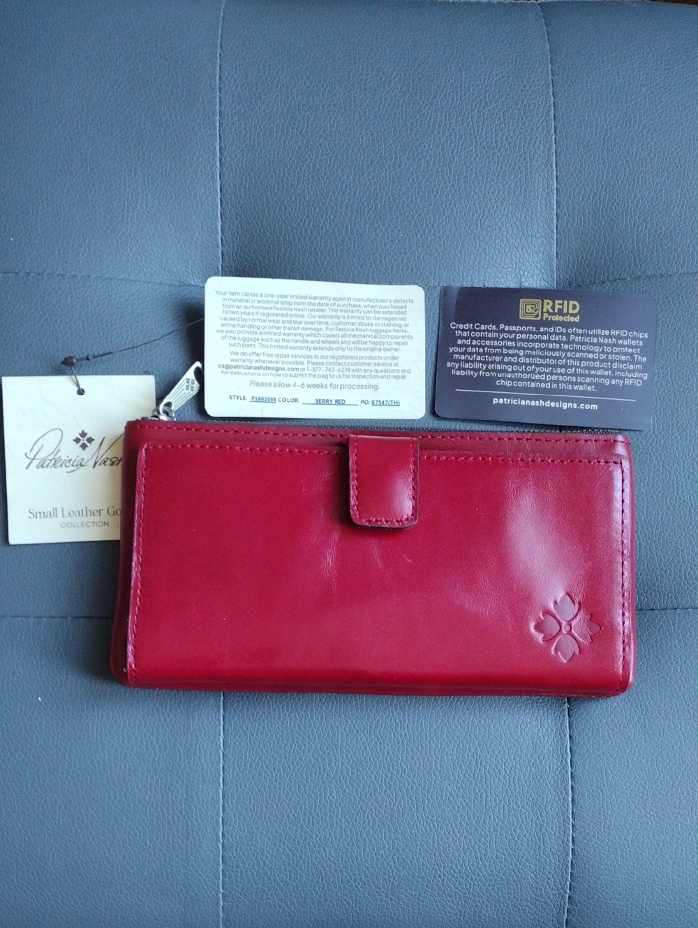 Patricia Nash Cherry Red Leather RFID Clutch Wallet